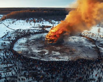 Фото 2 авторского тура - день 1 Масленичные гулянья в арт-парке «Никола-Ленивец», ужин с блинами и самоваром и баня