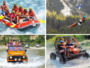 Экстремальный комбо-тур из Сиде: рафтинг + багги или квадроцикл + зиплайн + – групповая экскурсия