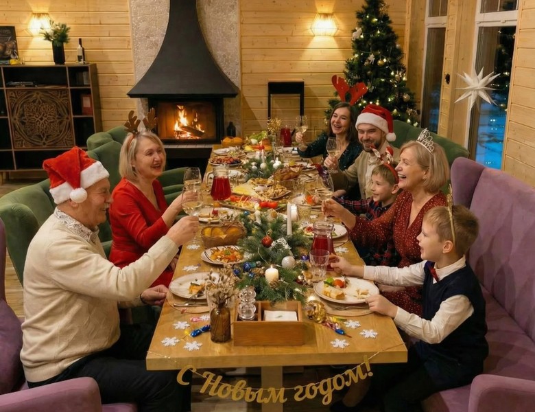 Новогодние каникулы с близкими в панорамном коттедже с камином – авторский тур